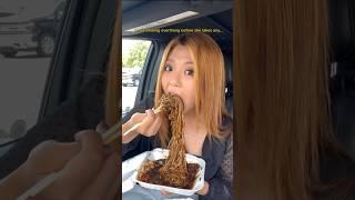 BLACK BEAN NOODLES IN THE CAR GONE WRONG #shorts #viral #mukbang