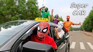 Bros SpiderMan vs Super CAR Taxi ( Comedy by FLife TV )