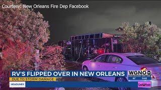 RVs flipped by strong winds Thursday night in New Orleans