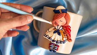 Polymer Clay Doll on Mug Tutorial | sailor girl