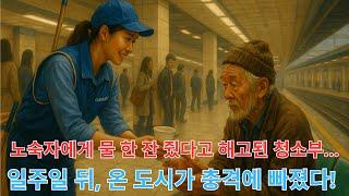 노숙자에게 물 한 잔 줬다고 해고된 청소부… 일주일 뒤, 온 도시가 충격에 빠졌다!