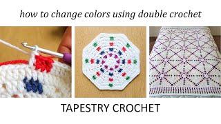 Changing Colors with Tapestry Crochet Using Double Crochet Stitches