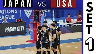 Japan vs USA | SET 1 | VNL 2024 - June 23, 2024