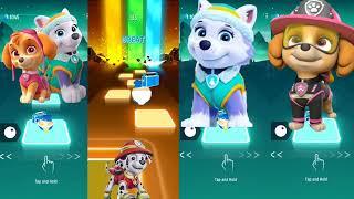 SUPER SKYE & EVEREST  SUPER MARSHALL  SUPER EVEREST  SUPER SKEY PAW PATROL TILES HOP RUSH GAME 