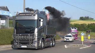 Truckshow Ciney 2023 with Scania V8 open pipes sound and other beautiful sounding trucks