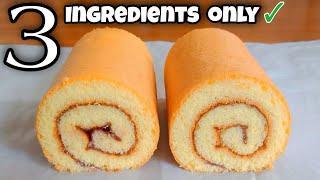 Easy Swiss Roll / Cake Roll [ Only 3 Ingredients ] Simple Swiss Roll Recipe