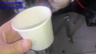 Gear box ultrasonic heater paper cup machine test 4.5oz double pe coated cup for Vietnam Client