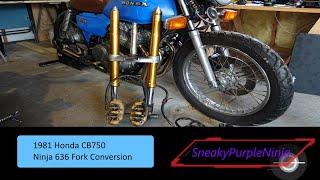 1981 Honda CB750 with Kawasaki Ninja 636 fork conversion Part 1