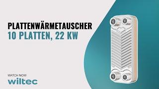 Hrale Wärmetauscher mit 10 Platten, max. 22 kW und 4 m³/h 0,18 l je Durchgang