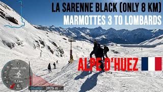 [4K] Skiing Alpe d'Huez, La Sarenne - From Marmottes 3 to Lombards (Only 8 KM), France, GoPro HERO11