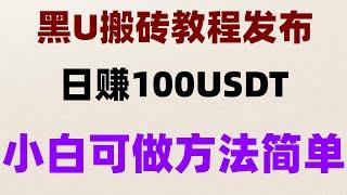 ,小白立刻学会 网赚|毫无风险 黑U洗白教程。最新网赚项目|亲测实战 10分钟教会你搬砖挣钱收益稳定|轻松日入1000+#搬砖项目2024 #挂机赚钱,#无脑网赚，#黑usdt速对