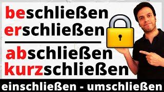 schließen - أكثر 12 جملة إستخداماً لمشتقات الفعل في اللغة الألمانية