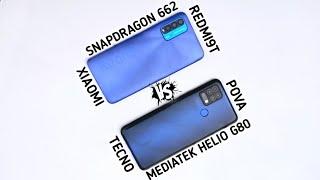 Xiaomi Redmi 9T Vs Tecno Pova | Comparison And Speed Test |Snapdragon 662 Vs Media tek Helio G80 |