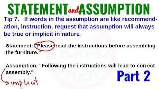 8 Tips to remember Statement and Assumption - Part 2