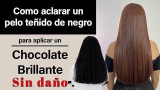 Como aclarar un pelo teñido de negro para aplicar un chocolate brillante. Sin daño | Betty Lazcano