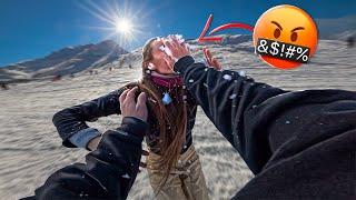 THIS GIRL IS COMPLETELY CRAZY!! (Epic Parkour Chase on Snow)