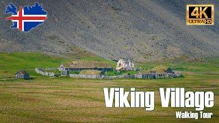  Iceland Walking Tour - Viking Village Movie Set near the Vestrahorn Mountains #MWG [4K]