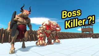 Minotaur with lava golem va boss factions animal revolt battle simulator