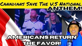 Patriotic Reaction | Canadians Save The U.S National Anthem! Americans Return The Favor