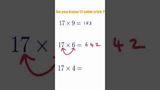 17 TABLE TRICK || MULTIPLICATION TRICK || #shorts