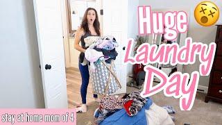 NEW! HUGE LAUNDRY DAY 2021 || Weekly Laundry Routine || Stay At Home Mom Of 4 LAUNDRY || Fitbusybee