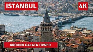 Jan 2022 Istanbul Around Galata Tower Walking Tour|4k UHD 60fps