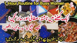How I Managed My Home & Kitchen in 1 Hour–Productive Summer Routine for Women | Time Management Tips