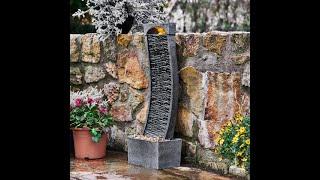 Peaktop by Teamson Home Garden Water Feature, Large Outdoor Curved Water Fountain