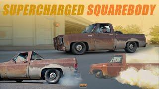 MEGA-BURNOUTS WITH KRUSTY, Taylor Inge's Supercharged Patina Squarebody!