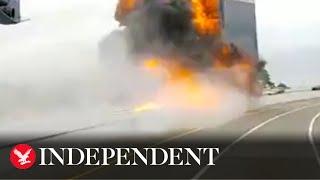 Fuel tanker crashes and explodes on Michigan highway