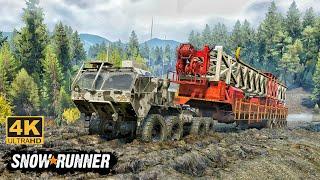 Oshkosh HEMTT Offroad Truck Towing a Oil Rig on Mudding Road In SnowRunner Season 15 #snowrunner