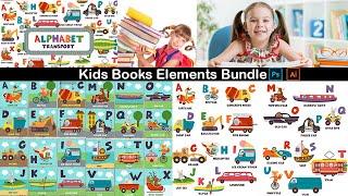 Kids Books Elements Bundle PNG AI And EPS Files |Sheri Sk| |Kids Story Books Elements|