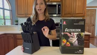 Astercook Knife Set with Built in Sharpener Block Review, Dishwasher Safe Kitchen Knife Set with Blo