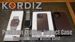 Kordiz T01 Pro Max Titanium Apple Watch Band & Full Grain Leather iPhone Case