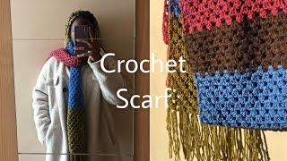 crochet Granny Stripe Scarf with scrap yarn | beginner friendly tutorial.