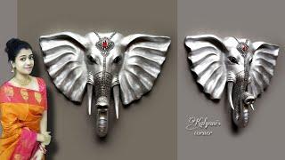 3D Elephant head wall hanging craft |  clay mural | wall decoration ideas