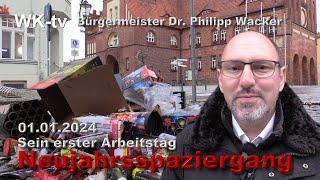 Neujahrsspaziergang 2024 - Erster Arbeitstag für Bürgermeister Dr. Philipp Wacker in Wittstock