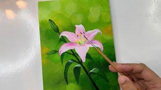 Lily flower painting/ easy Acrylic painting tutorial/ painting for beginners