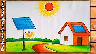 solar energy drawing competition||Solar panel drawing easy