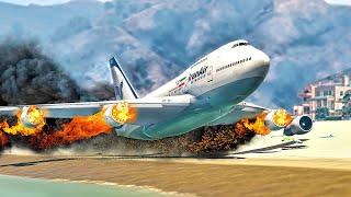 Pilot's Worst Day | Boeing 747 Emergency Landing On Beach After Engine Exploded - GTA 5