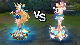 Ocean Song Seraphine vs Ocean Song Seraphine Prestige Edition Skins Comparison (League of Legends)