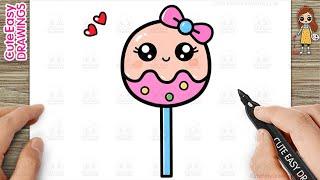 How to Draw a Cute Easy Lollipop for Kids Step by Step