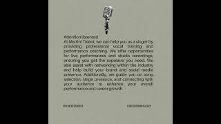 Unleash Your Vocal Potential with  #MartiniTalent  #VocalTraining #MusicIndustry  #SingingCareer