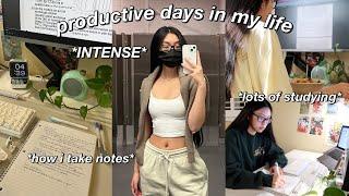 STUDY VLOG | VERY productive days in my life | cramming a month of work, how i take notes & books ️