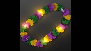 Light Up Hawaiian Flower Lei Necklace Mardi Gras