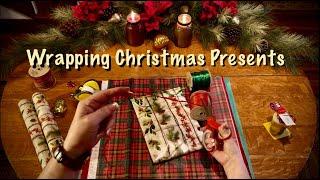 ASMR Wrapping Christmas presents (No talking) Paper crinkles, taping, cutting