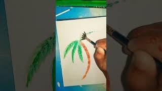 How to draw a coconut tree with watercolor #art #tree#watercolor#tutorial