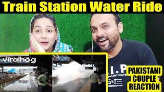 Train Station Water Ride || ViralHog || Pakistani Couple Reaction || Sana & Shan Reaction