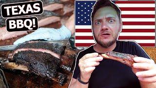 German Guy Tries TEXAS BBQ for the FIRST TIME! (Brisket, Ribs, Potato Salad & More)