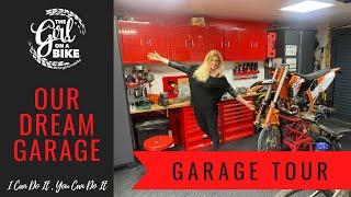 Dream garage tour with The Girl On A Bike - built from scratch ourselves this is our dream garage